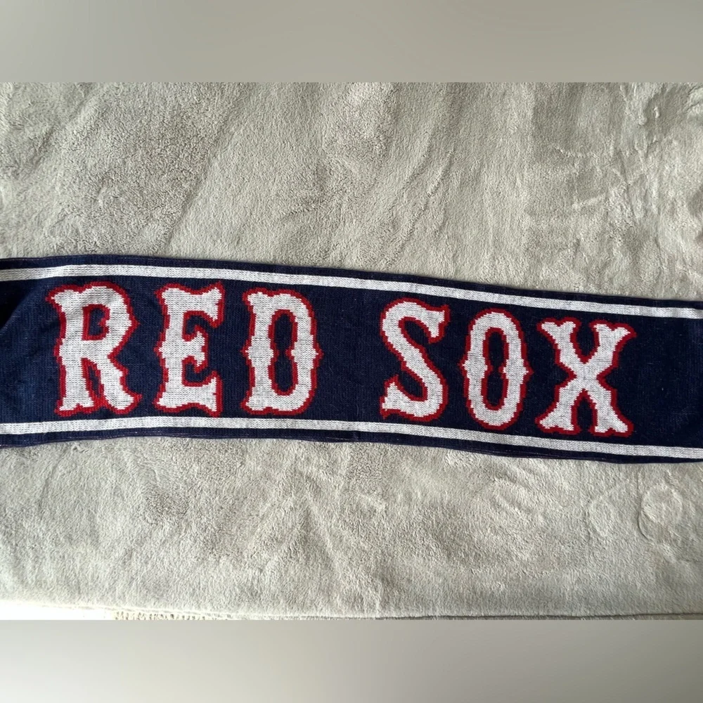 Boston Red Sox Scarf Red White Blue Fringe One Size